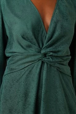 Etta Cupro Viscose Jacquard Dress - Darkest Spruce -Vibe Wardrobe Shop 10077 Etta Jaquard Darkest Spruce 4