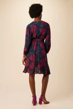 Elma Ecovero Wrap Dress - Paysage Berry -Vibe Wardrobe Shop 10088 Elma Viscose Paysage Berry 3