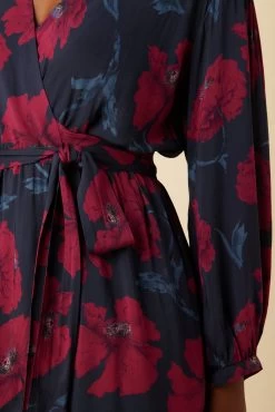 Elma Ecovero Wrap Dress - Paysage Berry -Vibe Wardrobe Shop 10088 Elma Viscose Paysage Berry 4