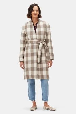 Zuly Wool Twill Coat - Natural Buffalo Check -Vibe Wardrobe Shop 10090R1 Zuly Natural Buffalo Check 4