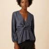 Clemence Cupro Viscose Jacqaurd Blouse - Midnight Blue