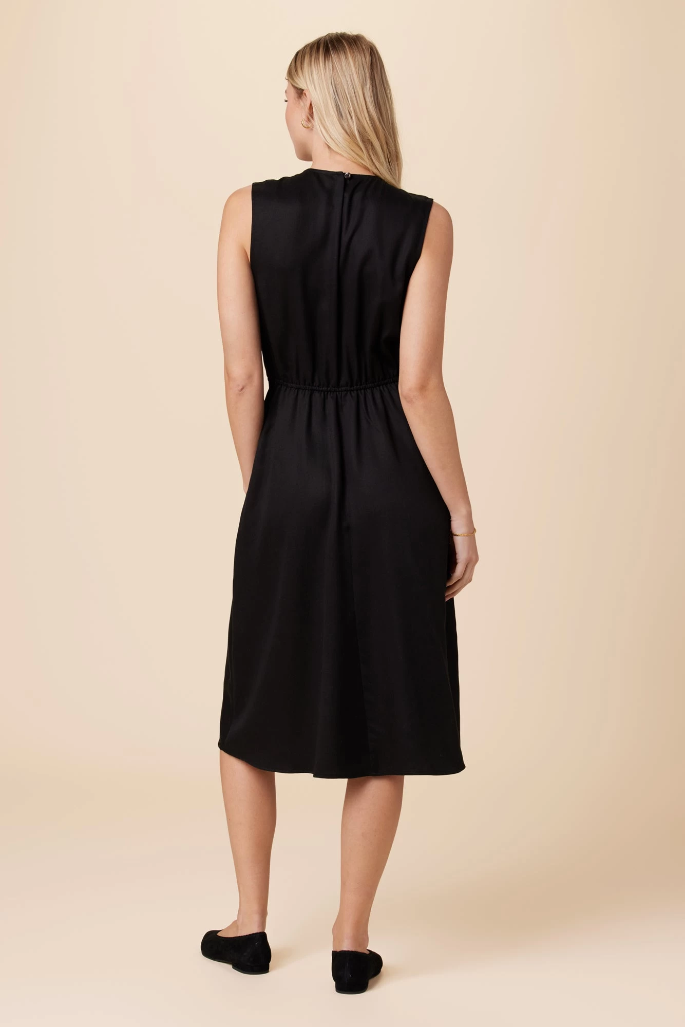 Olive Tencel Midi Dress - Black 3 Olive Tencel Midi Dress - Black - Image 3