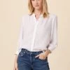 Charlotte 3/4 Sleeve Tencel Blouse - White