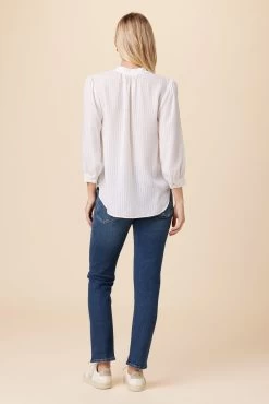 Charlotte 3/4 Sleeve Tencel Blouse - White -Vibe Wardrobe Shop 10141 Charlotte Tencel White 3