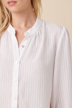 Charlotte 3/4 Sleeve Tencel Blouse - White -Vibe Wardrobe Shop 10141 Charlotte Tencel White 4