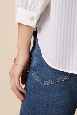 Charlotte 3/4 Sleeve Tencel Blouse - White -Vibe Wardrobe Shop 10141 Charlotte Tencel White 5