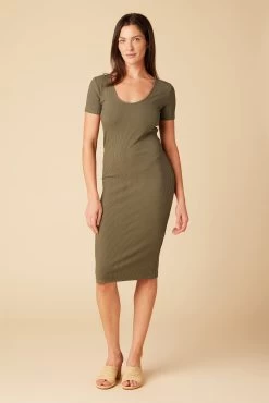 Juniper Paris Rib Dress - Calla Green