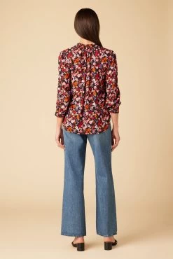 Charlotte 3/4 Sleeve Ecovero Blouse - Villa Floral -Vibe Wardrobe Shop 10143 Charlotte Viscose Villa Floral 3