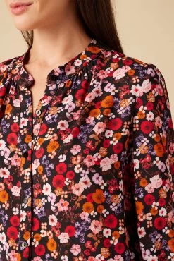 Charlotte 3/4 Sleeve Ecovero Blouse - Villa Floral -Vibe Wardrobe Shop 10143 Charlotte Viscose Villa Floral 4
