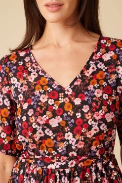 Lulu Ecovero Dress - Villa Floral -Vibe Wardrobe Shop 10152 Lulu Viscose Villa Floral 4