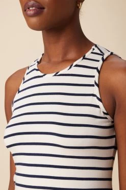 Jillian Dream Knit Tank - Marine Stripe -Vibe Wardrobe Shop 10177 Jillian Dream Knit Harbor Stripe Marine 4