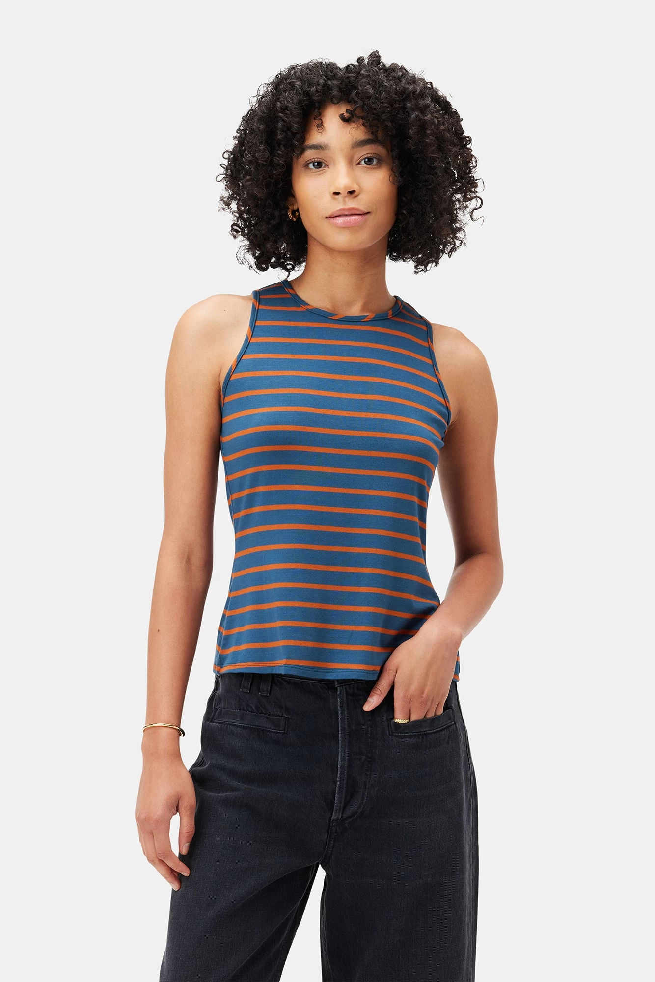 Jillian Dream Knit Tank - Azure Umber Stripe 3 Jillian Dream Knit Tank - Azure Umber Stripe - Image 3