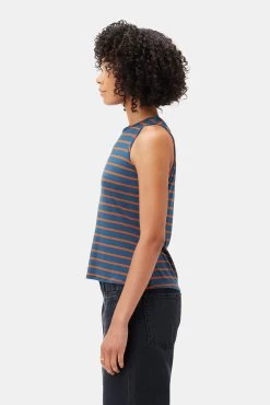 Jillian Dream Knit Tank - Azure Umber Stripe 8 Jillian Dream Knit Tank - Azure Umber Stripe -Vibe Wardrobe Shop 10177 Jillian Stripe Harbor Stripe Azure Umber 2
