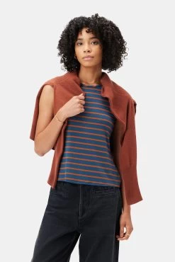 Jillian Dream Knit Tank - Azure Umber Stripe