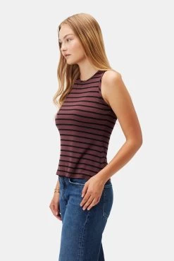 Jillian Dream Knit Tank - Maple Black Stripe 6 Jillian Dream Knit Tank - Maple Black Stripe -Vibe Wardrobe Shop 10177 Jillian Stripe Harbor Stripe Maple Black 2