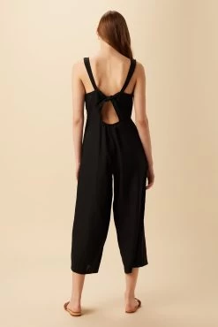 Taya Linen Jumpsuit - Black -Vibe Wardrobe Shop 10186 Taya Black 3