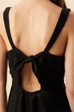 Taya Linen Jumpsuit - Black -Vibe Wardrobe Shop 10186 Taya Black 4