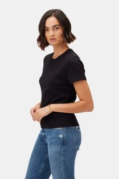 Eleanor Baby Rib Tee - Black 7 Eleanor Baby Rib Tee - Black -Vibe Wardrobe Shop 10194 Eleanor Black Baby Rib 2