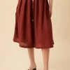 Mariah Linen Skirt - Rust