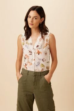 Amy Washable Silk Blouse - Botanic Floral Ivory