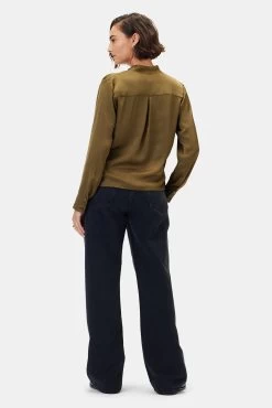 Calais Blouse - Bronzed Olive -Vibe Wardrobe Shop 10243 Calais Bronzed Olive 3