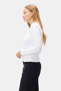 Eleanor Long Sleeve Baby Rib Tee - White -Vibe Wardrobe Shop 10277 Eleanor LS White 2