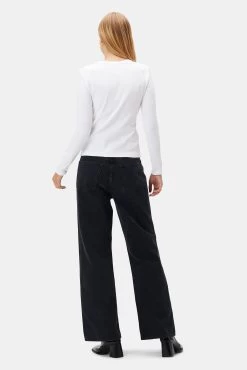 Eleanor Long Sleeve Baby Rib Tee - White -Vibe Wardrobe Shop 10277 Eleanor LS White 3