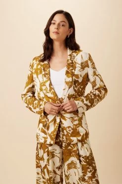 Tobie Viscose Twill Blazer - Pasadena Gold