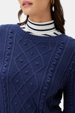 Faedra Organic Cotton Sweater - Navy -Vibe Wardrobe Shop 10303 Faedra Cotton Navy 4