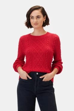 Faedra Organic Cotton Sweater - Red