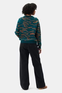 Avila Organic Cotton Sweater - Green Rust -Vibe Wardrobe Shop 10319 Avila Green Rust 3