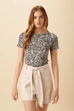 Eleanor Viscose Knit Tee - Nina Black