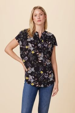 Renata Washable Silk Blouse - French Jardin Black