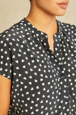 Renata Washable Silk Blouse 23 Renata Washable Silk Blouse -Vibe Wardrobe Shop 1068 Renata Heart Black Ivory 3474 web