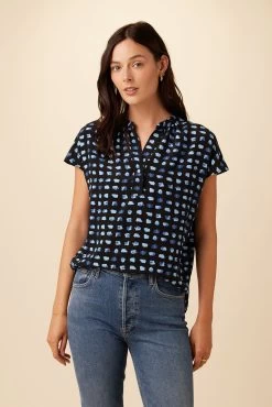 Renata Washable Silk Blouse - Squared Up Black