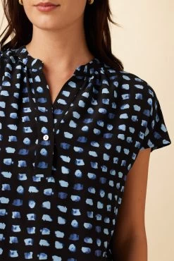 Renata Washable Silk Blouse - Squared Up Black -Vibe Wardrobe Shop 1068 Renata Squared Up Black 4