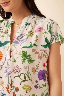 Renata Washable Silk Blouse - Stella Floral White -Vibe Wardrobe Shop 1068 Renata Stella White 4