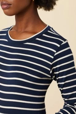 Berkeley Long Sleeve Dream Knit Tee - Basque Stripe -Vibe Wardrobe Shop 10 0108 LS Berkeley Basque Stripe 4