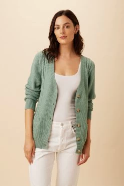 Astra Organic Cotton Cardigan - Blue Green