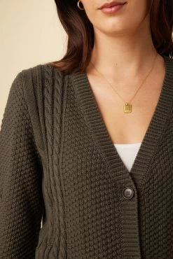 Astra Organic Cotton Cardigan - Thyme -Vibe Wardrobe Shop 1552 Astra Thyme 5