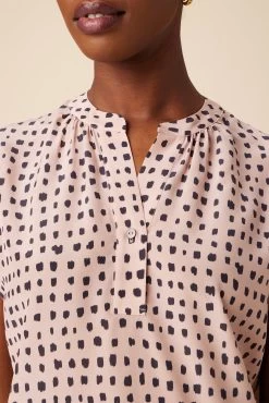 Renata Washable Silk Blouse - Valencia Dot Pink -Vibe Wardrobe Shop 15 1068 Renata Silk Valencia Dot 4