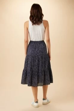 Silas Organic Cotton Midi Skirt - Trieste Dot -Vibe Wardrobe Shop 19 10185 Silas Trieste Dot 3