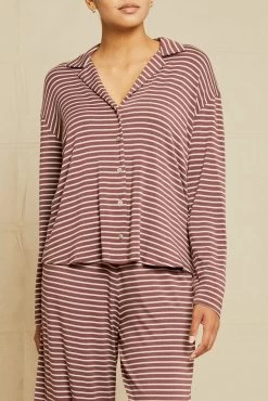 Phillipa Dream Knit Pajama Top - Maple Dawn Stripe