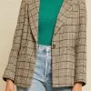 Pippa Wool Blazer - Tan And Green Plaid