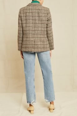 Pippa Wool Blazer - Tan And Green Plaid -Vibe Wardrobe Shop 211013 AV October ECOMM 0664PippaTanGreenPlaid 7313 web