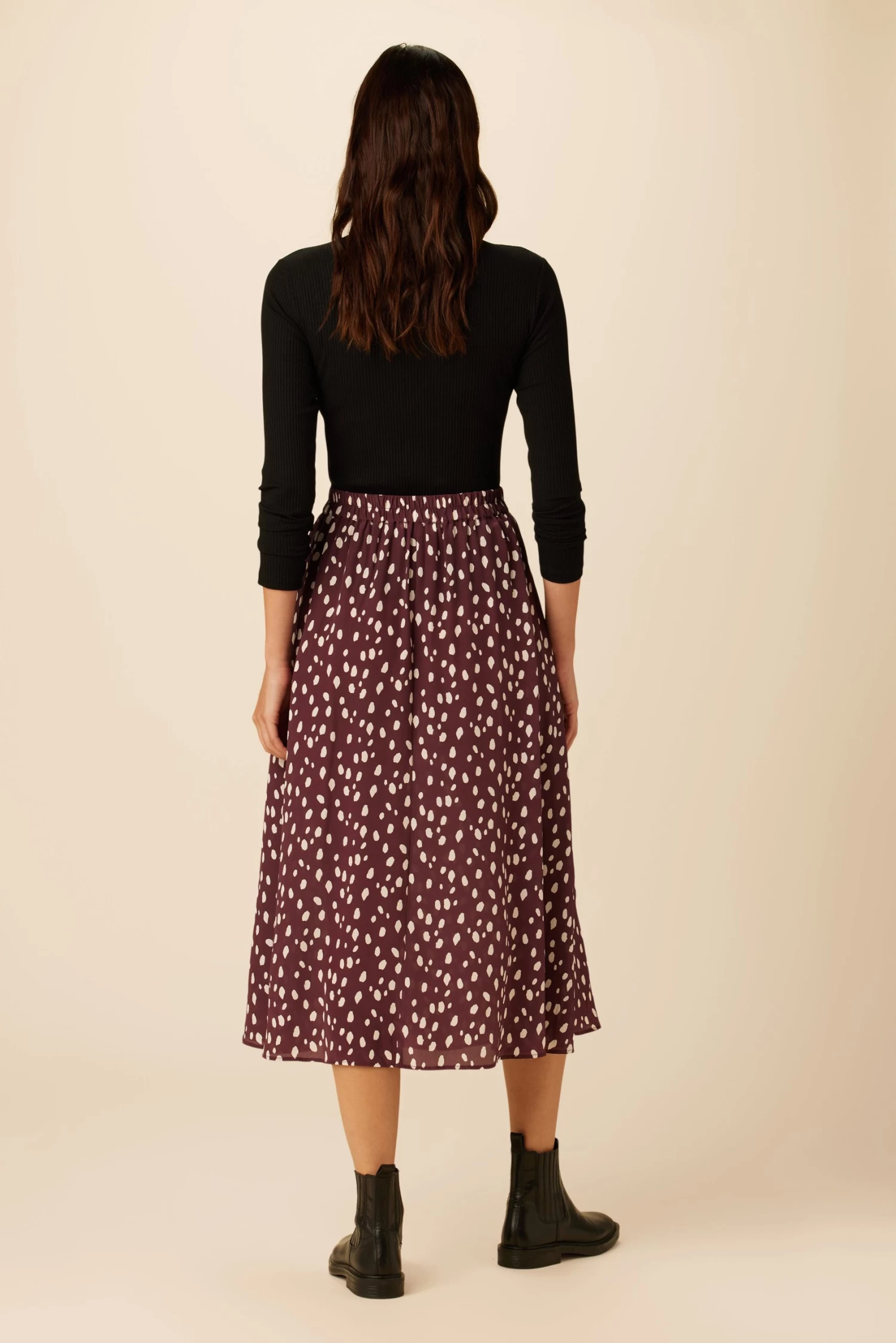 Blaze Washable Silk Skirt - Pebble Dot Plum 3 Blaze Washable Silk Skirt - Pebble Dot Plum - Image 3