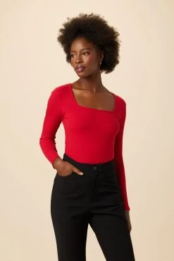 Corsica Paris Rib Top - Zinnia