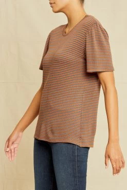 Odilia Scallop Knit Tee - Azure Umber Stripe 6 Odilia Scallop Knit Tee - Azure Umber Stripe -Vibe Wardrobe Shop 2304 Odilia Scallop Umber Azure 2394 web f716085f 3485 4775 9a78 b6b3e88b3d51