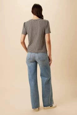 Odilia Scallop Knit Tee - Natural Black -Vibe Wardrobe Shop 2304 SS Scalloped Odilia Natural Black 3