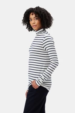Flannery Dream Knit Turtleneck - Marine Stripe -Vibe Wardrobe Shop 2518 Flannery Stripe Harbor Stripe Marine 2